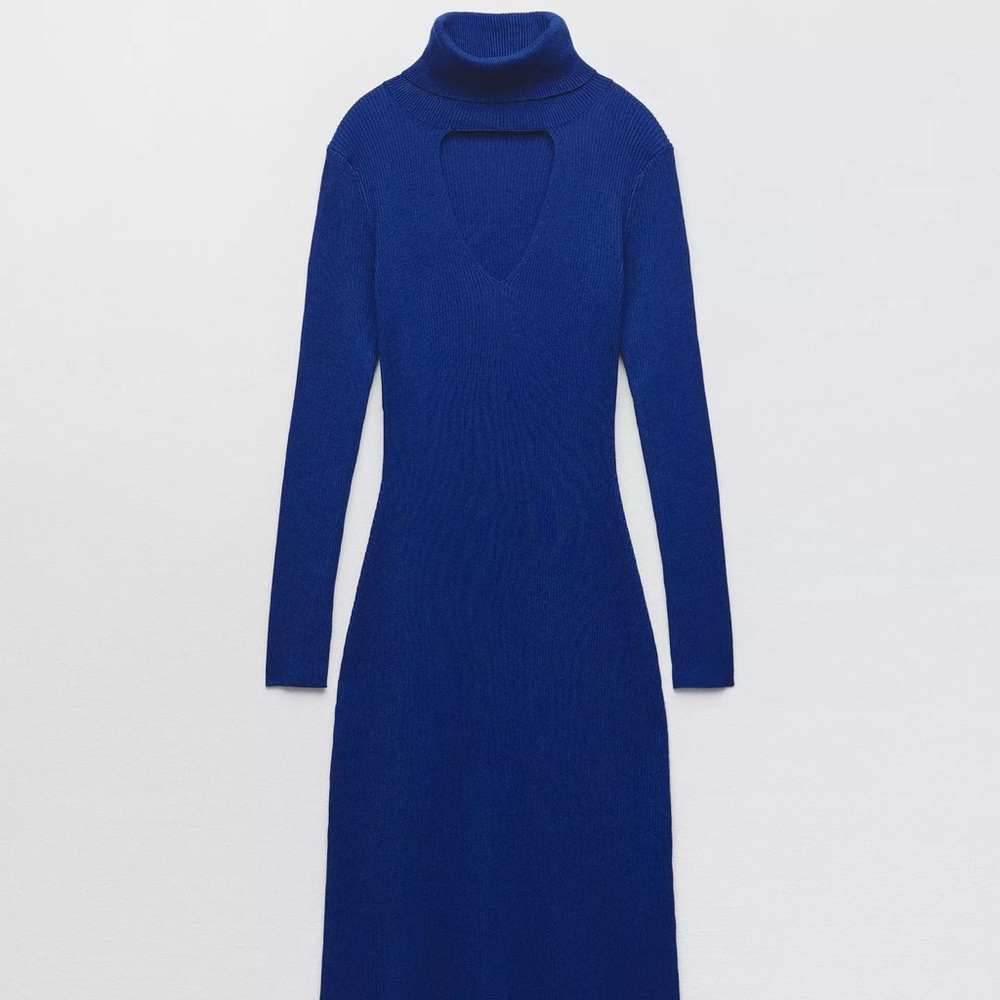 ZARA Long Knit Dress with Cut Outs